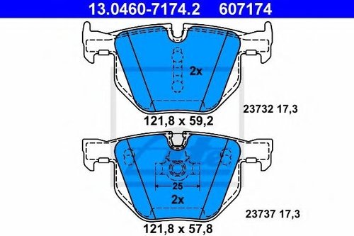 Set placute frana,frana disc BMW Seria 5 Touring (E61) (2004 - 2010) ATE 13.0460-7174.2 piesa NOUA