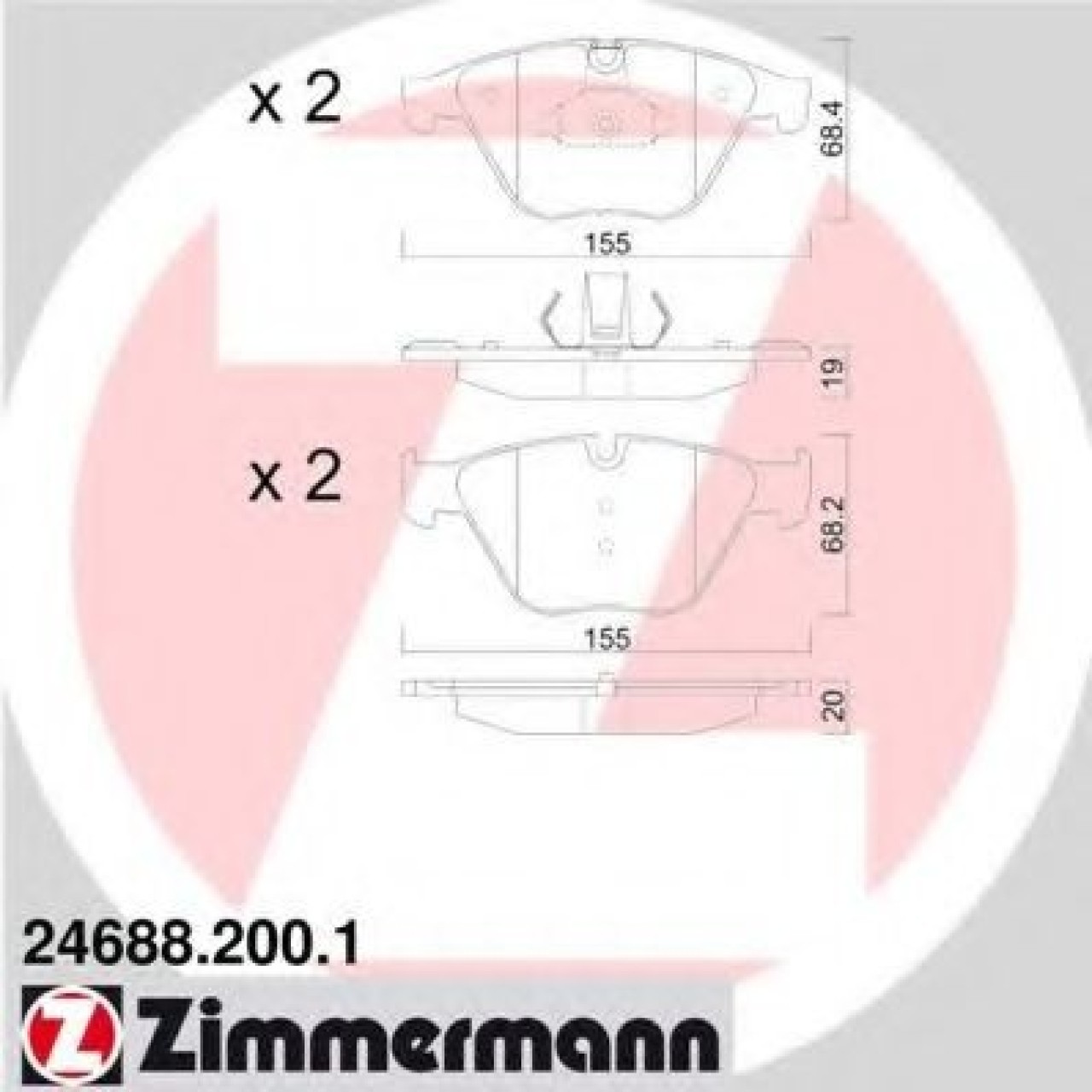 Set placute frana,frana disc BMW Seria 5 Touring (F11) (2010 - 2016) ZIMMERMANN 24688.200.1 piesa NOUA