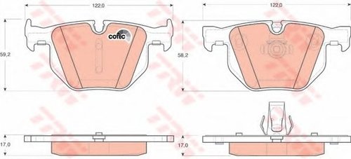 Set placute frana,frana disc BMW Seria 5 Touring (E61) (2004 - 2010) TRW GDB1727 piesa NOUA