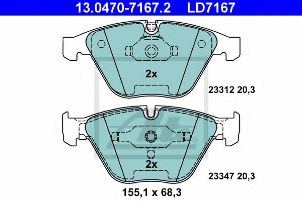 Set placute frana,frana disc BMW Seria 5 Touring (E61) (2004 - 2010) ATE 13.0470-7167.2 piesa NOUA