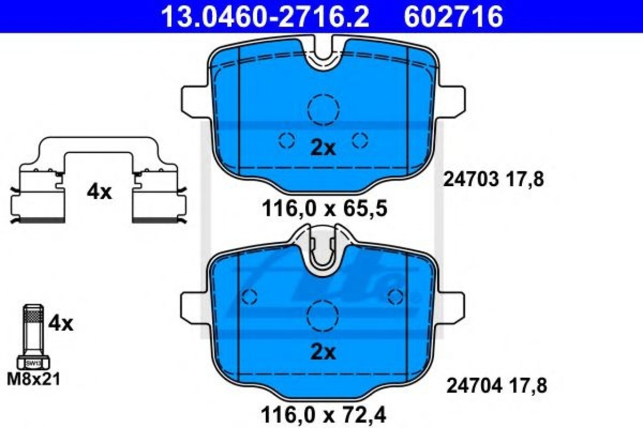 Set placute frana,frana disc BMW Seria 6 Cupe (F13) (2010 - 2016) ATE 13.0460-2716.2 piesa NOUA