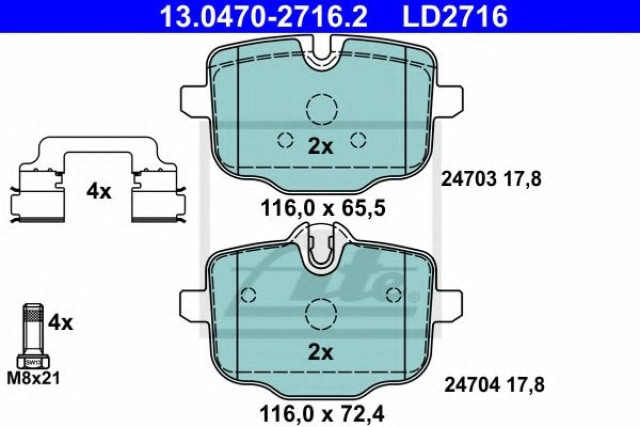 Set placute frana,frana disc BMW Seria 6 Cupe (F13) (2010 - 2016) ATE 13.0470-2716.2 piesa NOUA