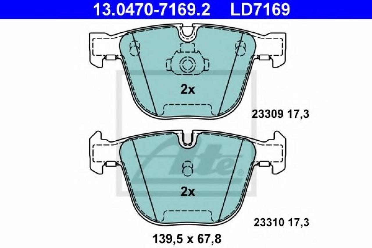 Set placute frana,frana disc BMW Seria 6 (E63) (2004 - 2010) ATE 13.0470-7169.2 piesa NOUA