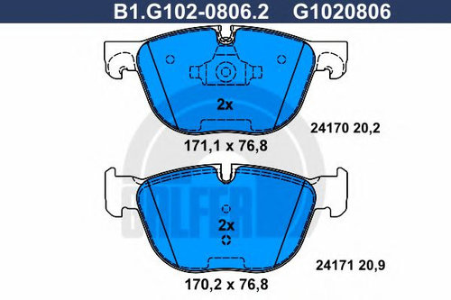 Set placute frana,frana disc BMW X5 (E70) (2007 - 2013) GALFER B1.G102-0806.2 piesa NOUA