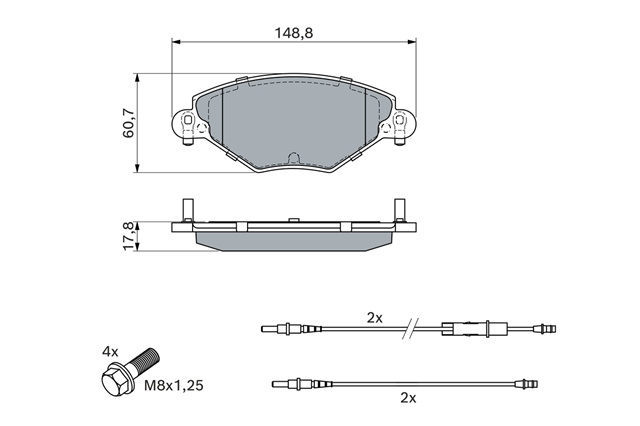 Set Placute Frana,frana Disc Bosch Peugeot 0 986 424 582