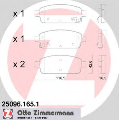Set placute frana,frana disc CHEVROLET TRAX (2012 - 2016) ZIMMERMANN 25096.165.1 piesa NOUA
