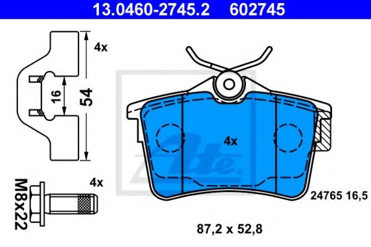 Set placute frana,frana disc CITROEN BERLINGO (B9) (2008 - 2016) ATE 13.0460-2745.2 piesa NOUA