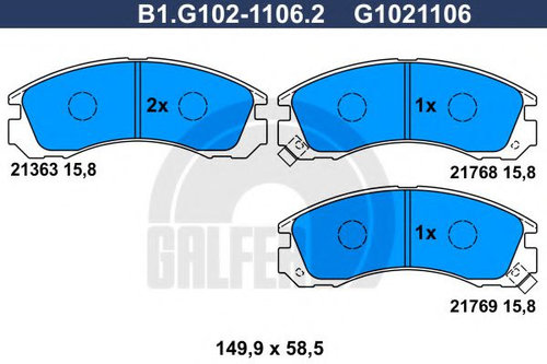 Set placute frana,frana disc CITROEN C-CROSSER (EP) (2007 - 2016) GALFER B1.G102-1106.2 piesa NOUA