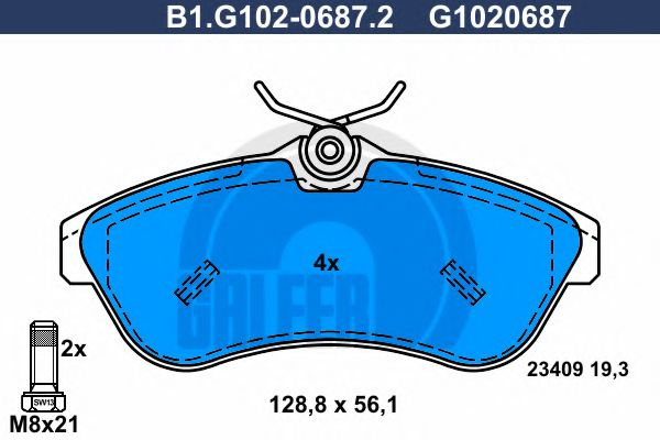 Set placute frana,frana disc CITROEN C2 (JM) (2003 - 2016) GALFER B1.G102-0687.2 piesa NOUA
