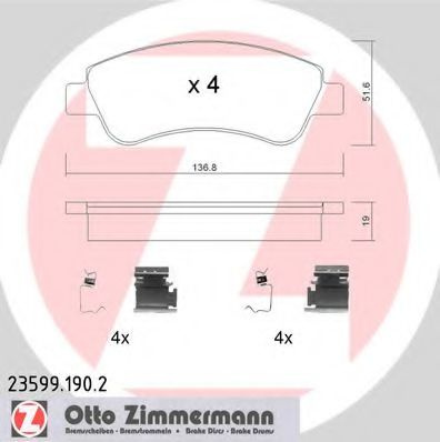 Set placute frana,frana disc CITROEN C2 (JM) (2003 - 2016) ZIMMERMANN 23599.190.2 piesa NOUA