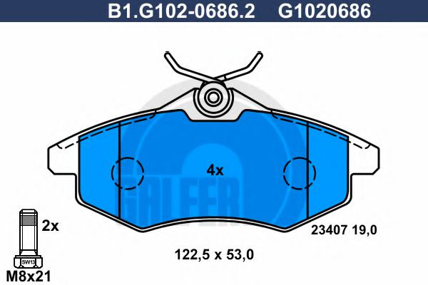 Set placute frana,frana disc CITROEN C2 (JM) (2003 - 2016) GALFER B1.G102-0686.2 piesa NOUA