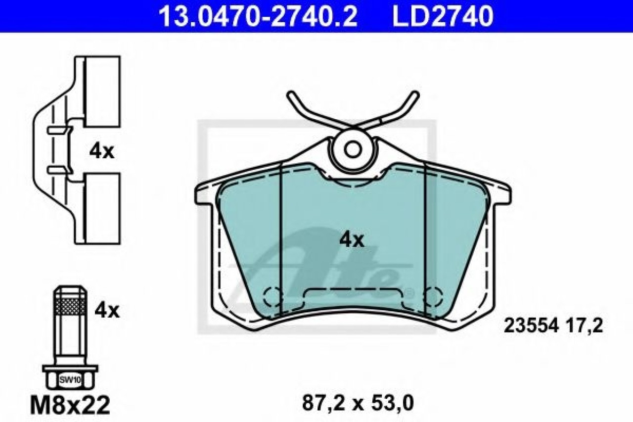 Set placute frana,frana disc CITROEN C3 Picasso (2009 - 2016) ATE 13.0470-2740.2 piesa NOUA