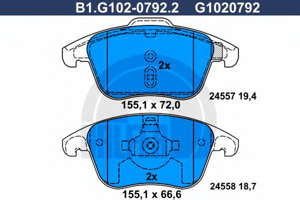 Set placute frana,frana disc CITROEN C4 II (B7) (2009 - 2016) GALFER B1.G102-0792.2 piesa NOUA