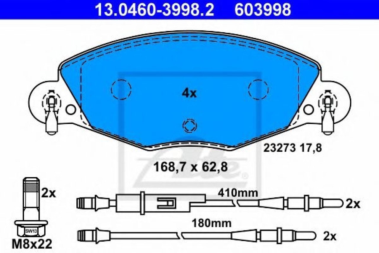 Set placute frana,frana disc CITROEN C5 I (DC) (2001 - 2004) ATE 13.0460-3998.2 piesa NOUA