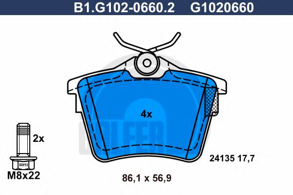 Set placute frana,frana disc CITROEN C5 III Break (TD) (2008 - 2016) GALFER B1.G102-0660.2 piesa NOUA