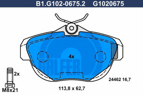 Set placute frana,frana disc CITROEN C6 (TD) (2005 - 2016) GALFER B1.G102-0675.2 piesa NOUA