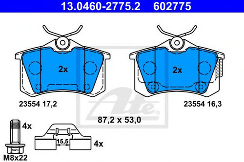 Set placute frana,frana disc CITROEN DS4 (2011 - 2015) ATE 13.0460-2775.2 piesa NOUA