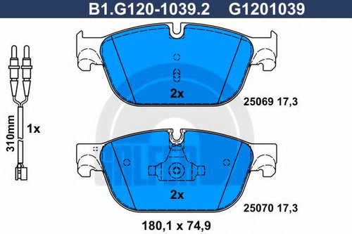 Set placute frana,frana disc CITROEN DS4 (2011 - 2015) GALFER B1.G120-1039.2 piesa NOUA