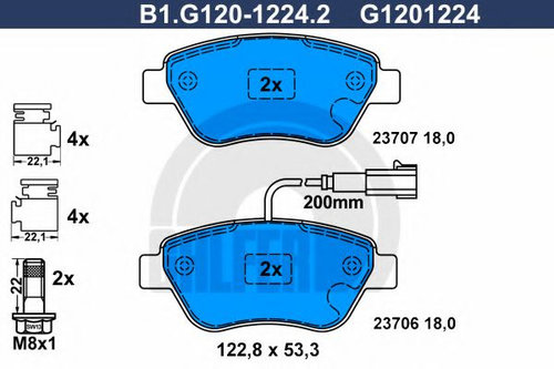 Set placute frana,frana disc CITROEN NEMO caroserie (AA) (2008 - 2016) GALFER B1.G120-1224.2 piesa N...
