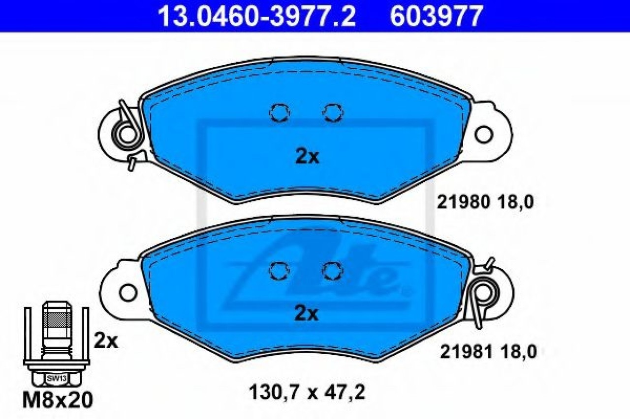 Set placute frana,frana disc CITROEN XSARA (N1) (1997 - 2005) ATE 13.0460-3977.2 piesa NOUA