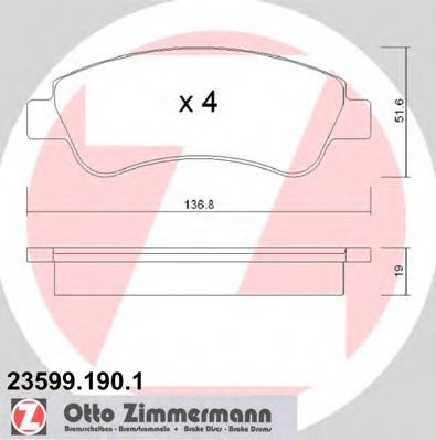 Set placute frana,frana disc CITROEN XSARA PICASSO (N68) (1999 - 2016) ZIMMERMANN 23599.190.1 piesa ...