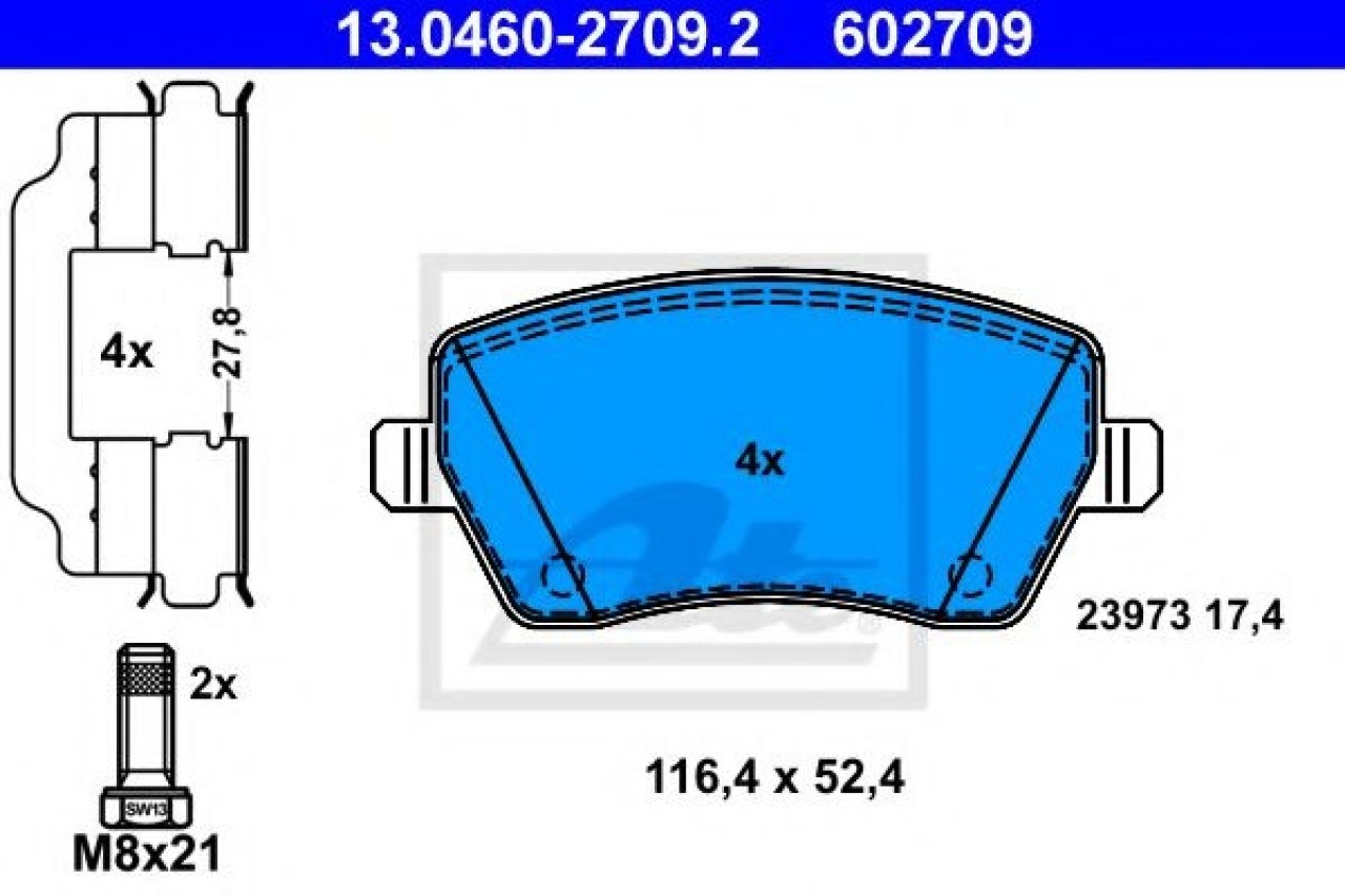 Set placute frana,frana disc DACIA LODGY (2012 - 2016) ATE 13.0460-2709.2 piesa NOUA