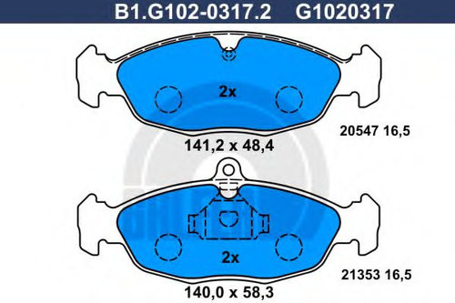 Set placute frana,frana disc DAEWOO CIELO (KLETN) (1995 - 1997) GALFER B1.G102-0317.2 piesa NOUA