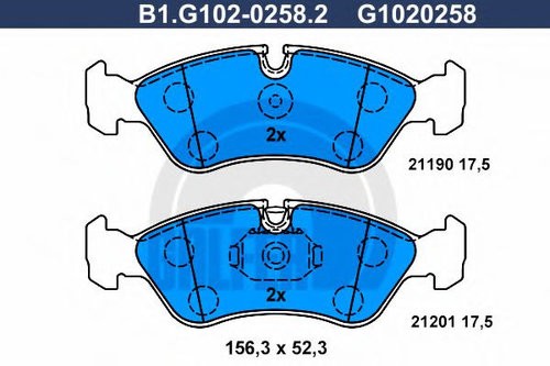 Set placute frana,frana disc DAEWOO ESPERO (KLEJ) (1991 - 1999) GALFER B1.G102-0258.2 piesa NOUA