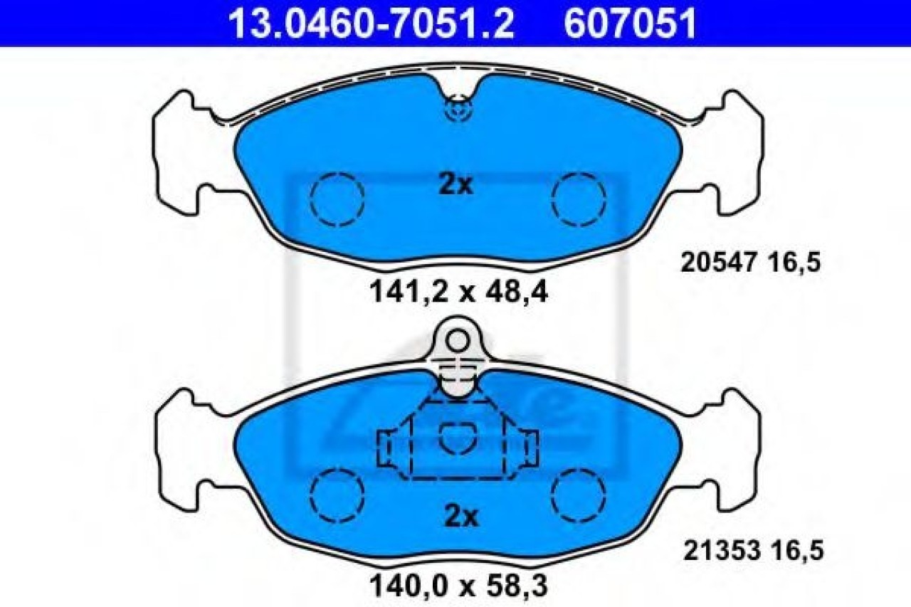 Set placute frana,frana disc DAEWOO LANOS (KLAT) (1997 - 2016) ATE 13.0460-7051.2 piesa NOUA