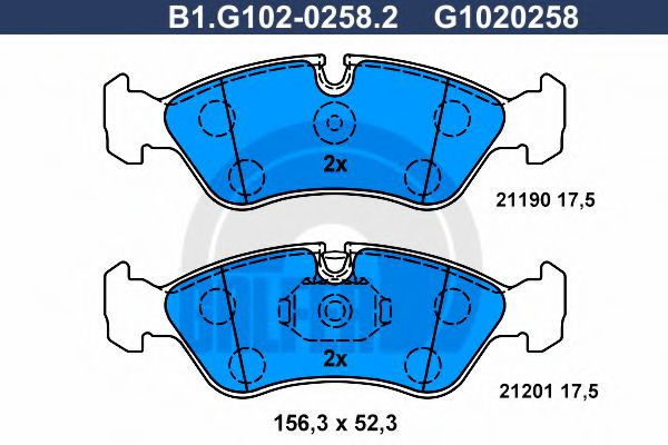 Set placute frana,frana disc DAEWOO LANOS limuzina (KLAT) (1997 - 2016) GALFER B1.G102-0258.2 piesa NOUA