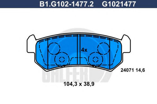 Set placute frana,frana disc DAEWOO NUBIRA Break (KLAN) (2003 - 2016) GALFER B1.G102-1477.2 piesa NO...
