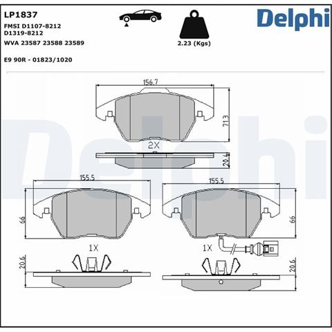 Set Placute Frana,frana Disc Delphi Audi LP1837