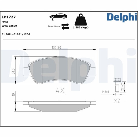 Set Placute Frana,frana Disc Delphi Citroën LP1727