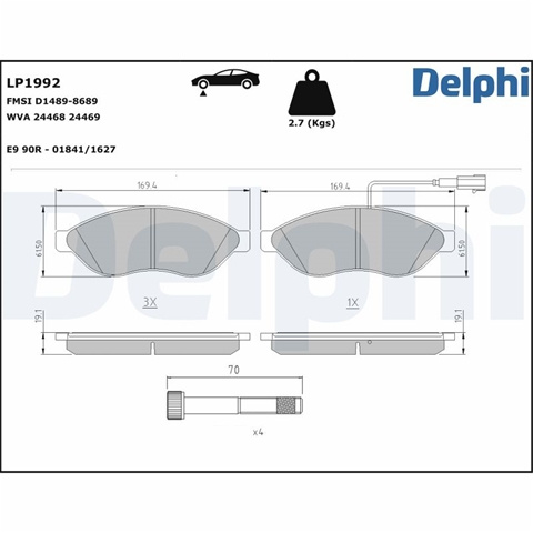 Set Placute Frana,frana Disc Delphi Fiat LP1992