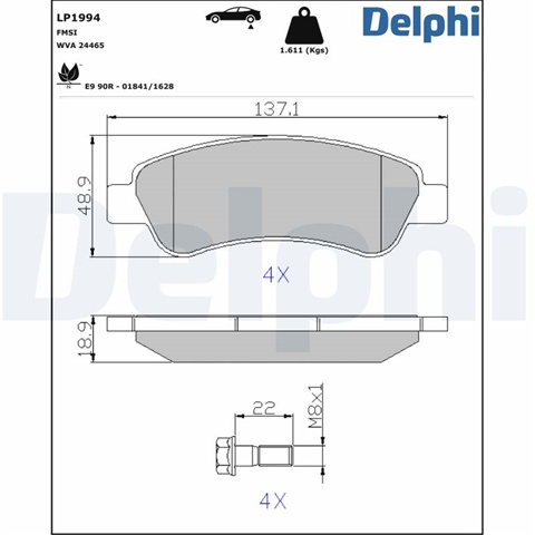 Set Placute Frana,frana Disc Delphi Fiat LP1994