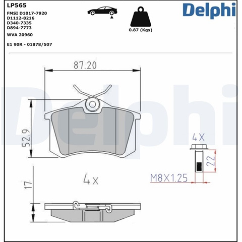 Set Placute Frana,frana Disc Delphi Fiat LP565