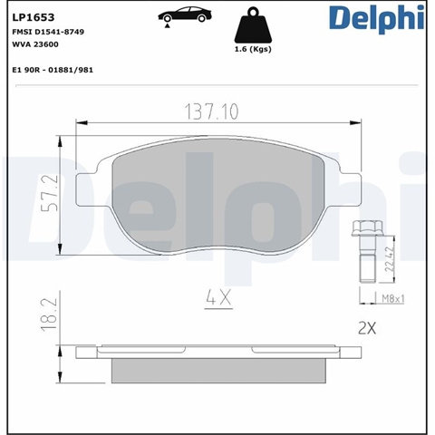 Set Placute Frana,frana Disc Delphi Geely LP1653
