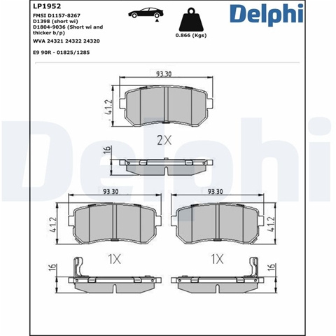 Set Placute Frana,frana Disc Delphi Kia LP1952