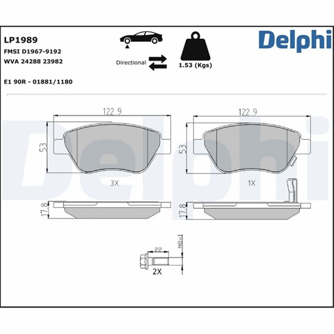 Set Placute Frana,frana Disc Delphi Opel LP1989