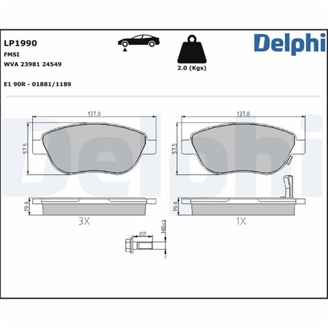 Set Placute Frana,frana Disc Delphi Opel LP1990