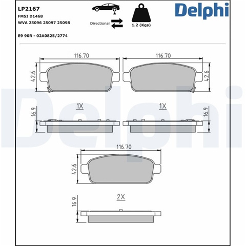 Set Placute Frana,frana Disc Delphi Opel LP2167