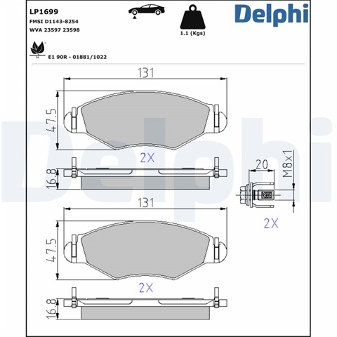 Set Placute Frana,frana Disc Delphi Peugeot LP1699