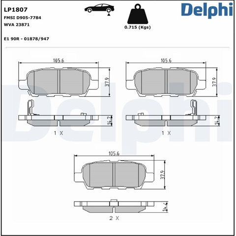 Set Placute Frana,frana Disc Delphi Renault LP1807