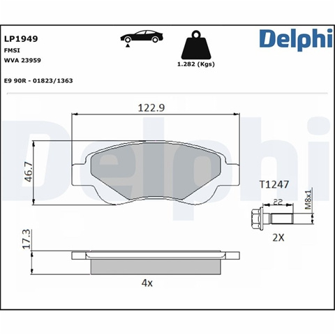 Set Placute Frana,frana Disc Delphi Toyota LP1949