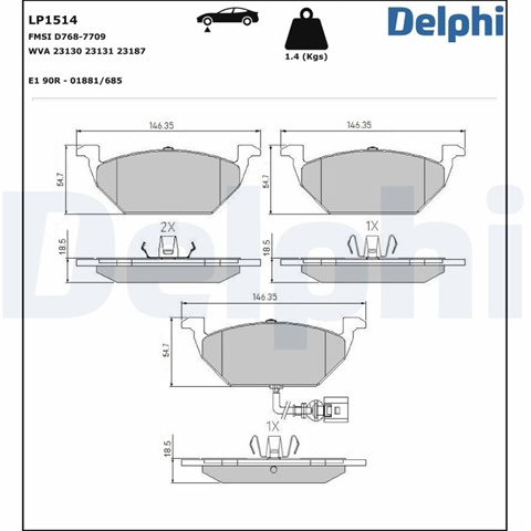Set Placute Frana,frana Disc Delphi Vw LP1514