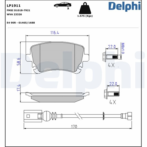 Set Placute Frana,frana Disc Delphi Vw LP1911