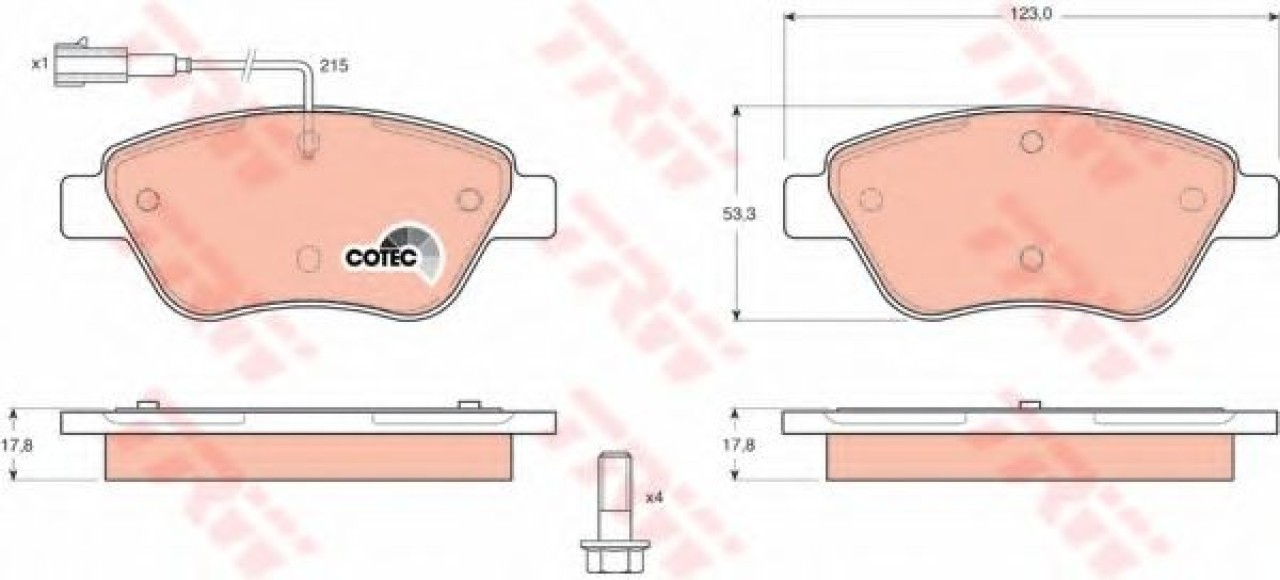Set placute frana,frana disc FIAT 500 (312) (2007 - 2016) TRW GDB1482 piesa NOUA