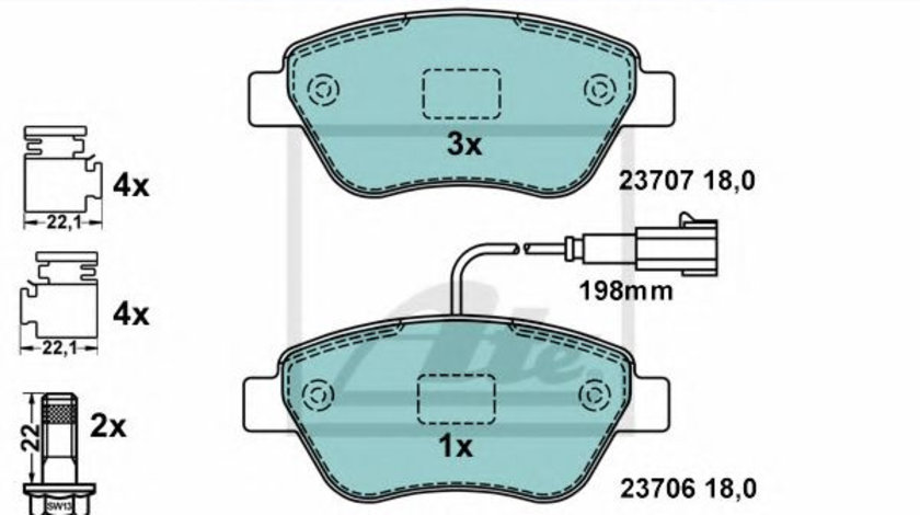 Set placute frana,frana disc FIAT 500 (312) (2007 - 2016) ATE 13.0470-3826.2 piesa NOUA