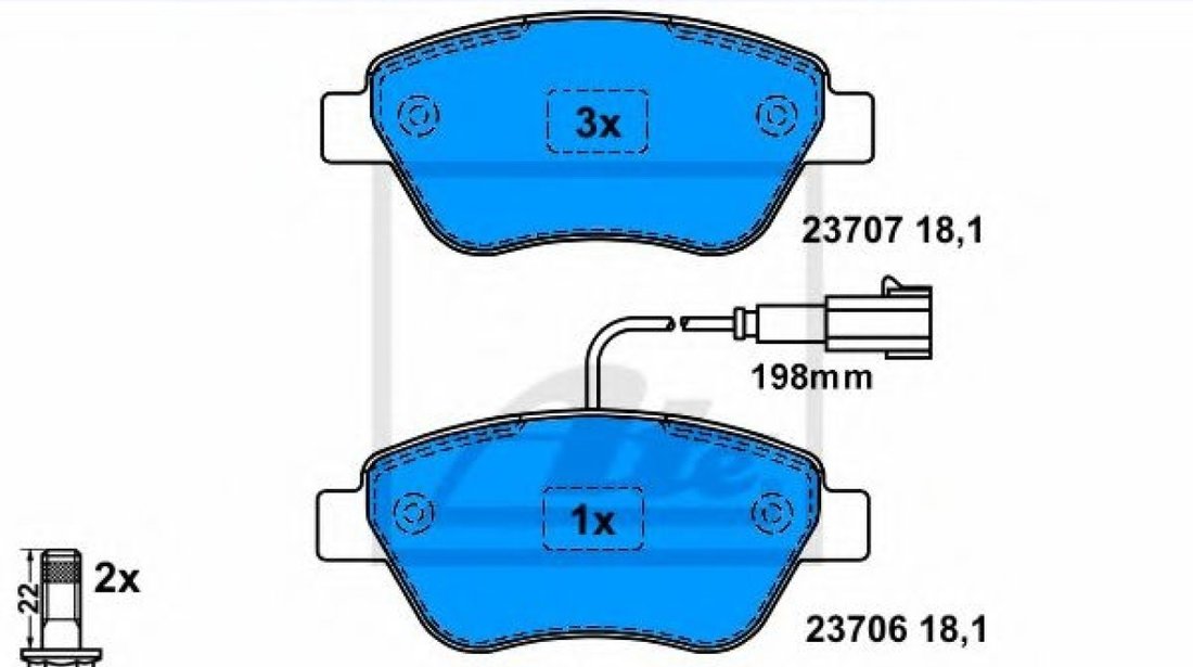 Set placute frana,frana disc FIAT 500 C (312) (2009 - 2016) ATE 13.0460-3818.2 piesa NOUA