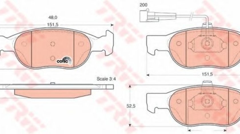 Set placute frana,frana disc FIAT BRAVA (182) (1995 - 2003) TRW GDB1291 piesa NOUA